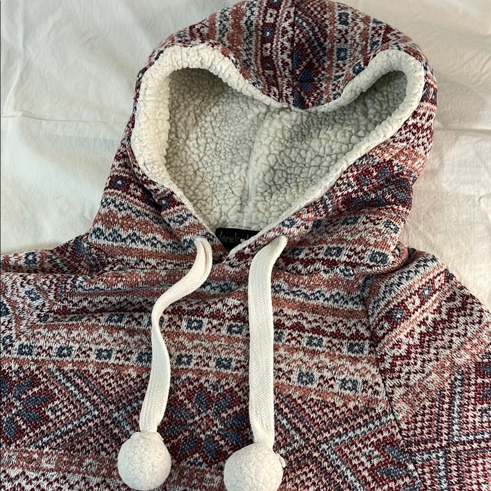 Derek Heart Multicolor Nordic Patterned Hoodie Size Large - Picture 3 of 7